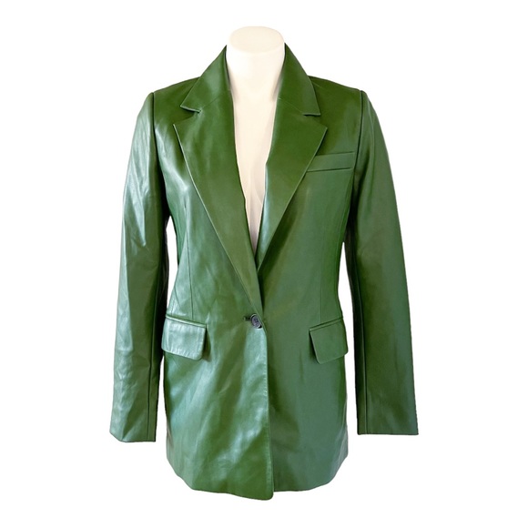NEW Avec Les Filles Faux Leather One-Button Blazer, Green Size S, Retail $299 - Picture 13 of 13